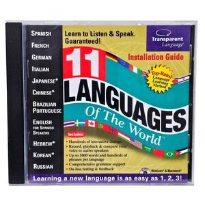 Transparent Language 11 Languages World CD-ROM Software PC Mac Vintage Learning